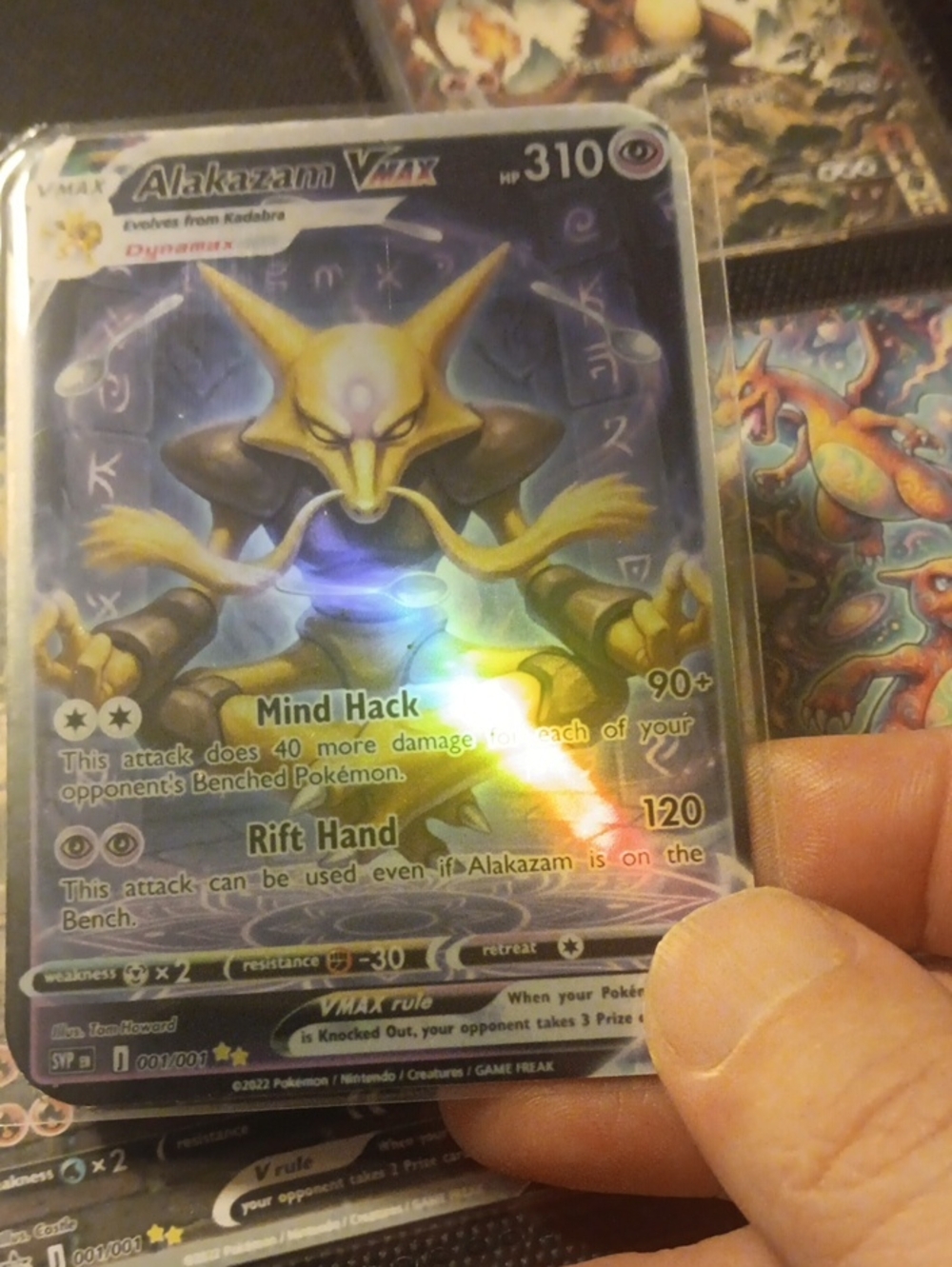 Alakazam VMAX Holographic Pokémon Card - Purple & Gold